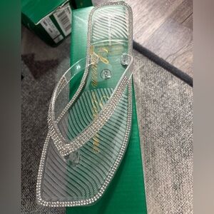 Lauren Lorraine Tampa Clear Jelly Rhinestone Embellished Sandals